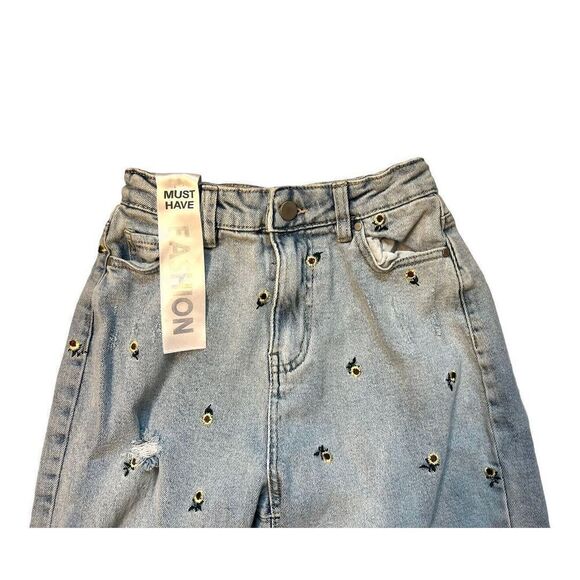 NWT Womens Tinseltown Y2K Retro Sunflower 90s Embroidered Loose Mom Jeans - Sz 0 - Picture 3 of 4